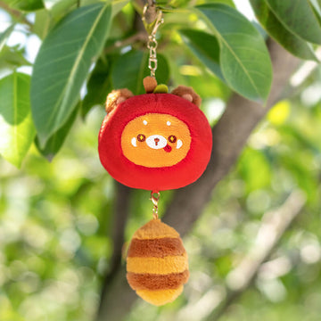Apple Red Panda Plush Bag Charm, Stuffed Animal Keychain